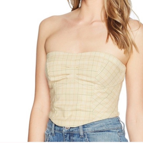 Free People Out West Plaid Tan Corset Top - Picture 5 of 11
